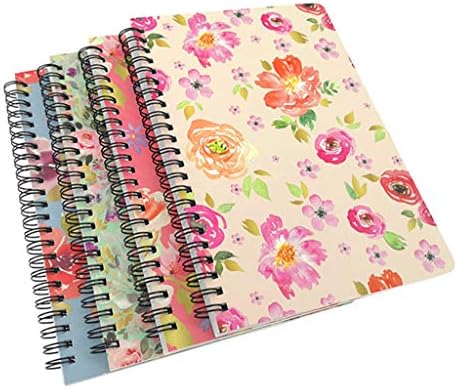 4 Pack A5 Spiral Notebook Journal,Wirebound Ruled Sketch Book Notepad Diary Memo Planner,A5 Size(8.3X5.7") & 80 Sheets (Floral)