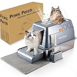 Stainless Steel Metal Cat Litter Box Large Enclosed with Lid, Dog Proof Jumbo Hooded High Sides for Big Cats, Indoor Multi Cat Use - Deep Design & No Smell
