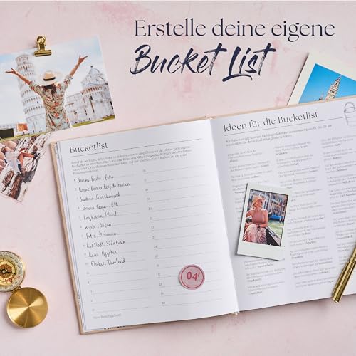 Reisetagebuch & Abenteuer-Journal – Scrapbook für bis zu 16 Reisen (Marineblau)