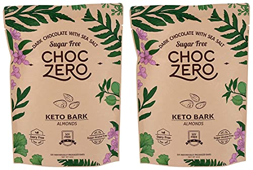 CHOCZERO Dark Chocolate with Sea Salt Keto Bark Almonds, 6 OZ Pack of 2