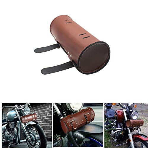 Bolso de herramienta para motocicleta SaferCCTV, bolsa universal para manillar de cuero, alforjas para motocicletas, bolsa de herramientas para horquilla compatible con Yamaha, marrón miniatura 4
