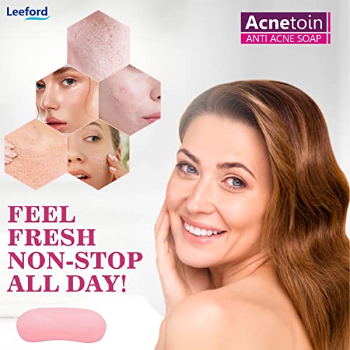 Image of Leeford Women's Acnetoin Anti Acne Bathing Soap Bar Combo Pack, Enriched With Tea Tree Oil & Vitamin E, Helps in Acne, Pimples For Oily Skin (75g Each Each) -Pack of 6