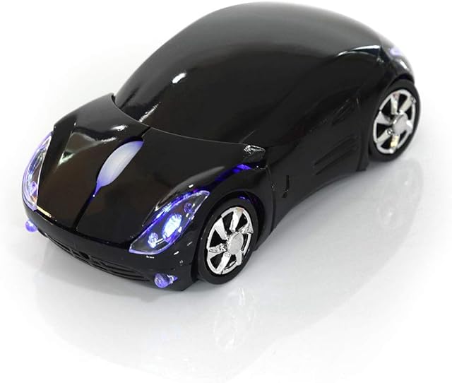 4 Color 2.4G Wireless Mouse Bluetooth Optical Car-shape Mouse 1600DPI for Mac/ME/Windows PC/Tablet Gaming Office(Black)