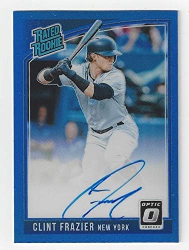 Clint Frazier Autographed Serial Numbered #54/75"Rated Rookie Signature Blue Parallel" Prizm Collectible Baseball Card - 2018 Donruss Baseball Card #RRS-CL (New York Yankees) Free Shipping