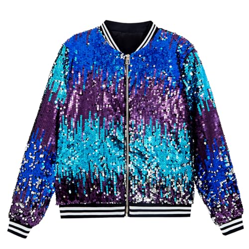 Image of YIYI Mens Sequin Jacket Bomber Sparkly Striped Varsity Glitter Jacket Male Party Outwear Coat Birthday Holiday Clothes