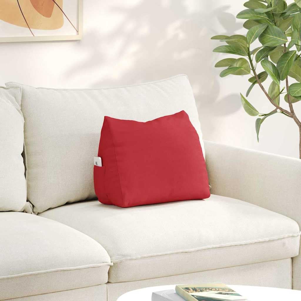 Rückenkissen Rot 45 x 20 x 35 cm Stoff mit abnehmbarem Bezug für Wohnzimmer, Schlafzimmer und Homeoffice, ergonomisch, stützend, für Nacken, Wirbelsäule und Lounge, langlebig