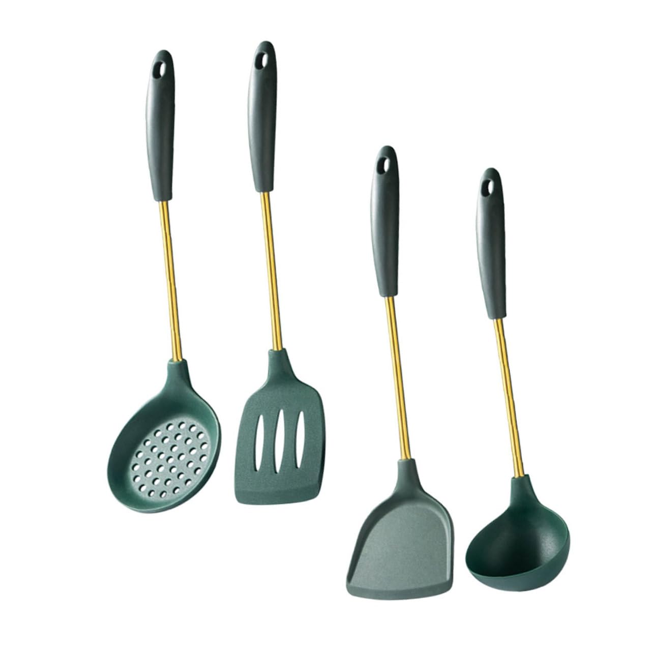 Set di Utensili da Cucina in Acciaio Inox e Silicone 4 Pezzi