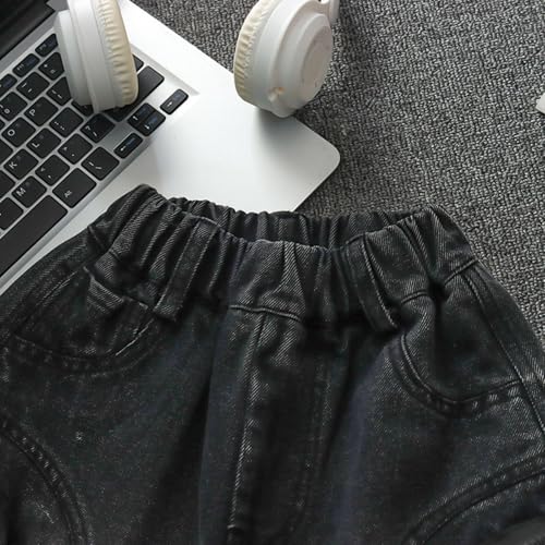 Boys Jeans Shorts Elastic Waist Kids Baggy Cargo Shorts Denim Pockets Wide Leg High Waisted Ripped Aesthetic Hip Hop4