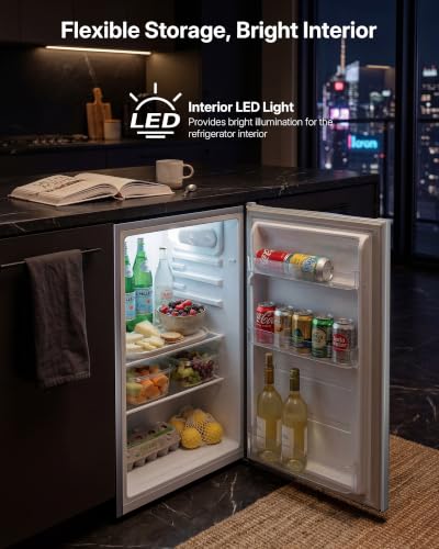 Image of Upstreman 3.2 Cu.Ft All-Refrigerator Mini Fridge, Silver-CR32