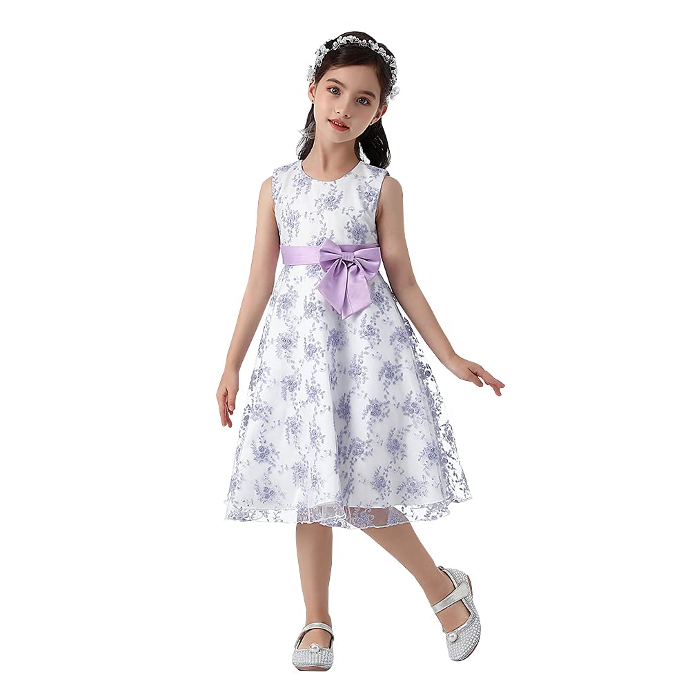 Cichic Girls Party Dress 2-10 Years Flower Girl Wedding Dress Elegant Kids Formal Dress Lavender