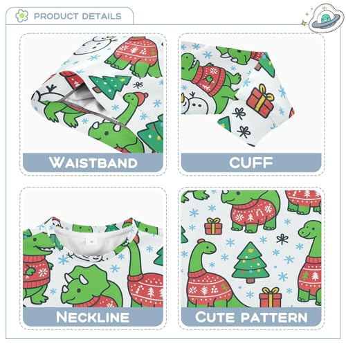 JUNZAN Christmas Dino Snowflakes Big Boys Hooded Sweatshirt Long Sleeve Kids Pullover Hoodie Athletic 4T3