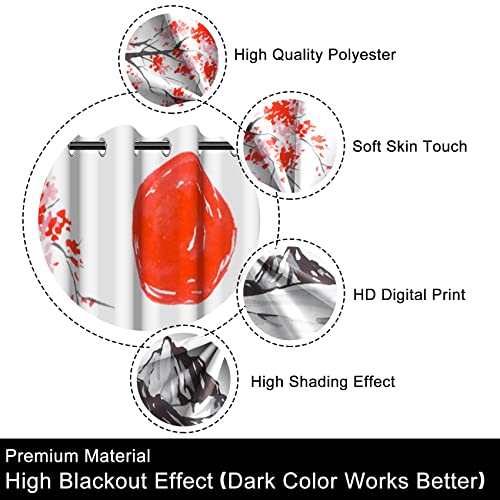 Baocicco Cherry Blossom Pattern Window Curtain For Living Room Bedroom Traditional Ink Painting Window Drapes With Grommets Vintage Blackout Curtain For Kitchen 2 Panels W42Xl108 Inches #TOP5