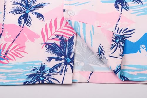 Image of Betusline Girls' and Womens' Hawaiian Shirt Blouse Button Down Beach Shirts | Casual breathable and comfortable Short Sleeve V-Neck Floral Tropical Blouse