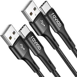 RAVIAD USB C Cable [2Pack 2M], Type C Charger Cable Fast Charging Nylon Braided USB C Charger Cable Compatible for Samsung Galaxy S20/S10/S9, Huawei P30/P20, Google Pixel, Sony Xperia, OnePlus - Black
