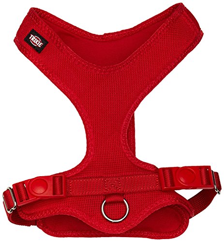 TRIXIE Comfort Soft Touren-Geschirr Größe S–M: Brustumfang 35–60 cm/20 mm in rot - gepolstertes Hundegeschirr zum Joggen mit stufenlos verstellbaren Bauchgurt für kleine Hunde, 16283
