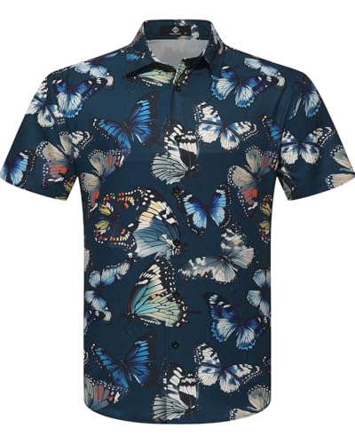 MCULIVOD Men's Hawaiian Tropical Shirts, Printing Short Sleeve Casual Button Down Shirt