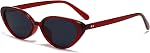 LJCZKA Lunettes de soleil rétro ovales pour femmes hommes 90s Petites lunettes de soleil ovales Mode Vintage y2k Rasoirs des yeux de chat UV400 Protection