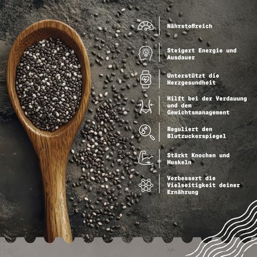 NaturaleBio Chia Samen 450g. Chia Samen Bio Unterstützt Gewichtsreduktion und Verdauung. Reich an Omega-3, Antioxidantien und Essentiellen Mineralien. Für Herz-, Knochen- und Muskelgesundheit.