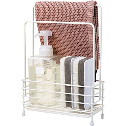 Escurridor de platos de esponja perforado, estante de cocina para encimera de pared, estante de almacenamiento de paños de cocina