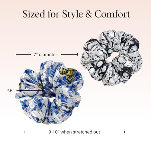Image of Kitsch x Star Wars R2-D2 & Stormtrooper Scrunchies for Women- Softer Than Silk Scrunchie, No Crease Hair Ties, Perfect For Day And Night Creaseless Hair Accessories - 2pcs