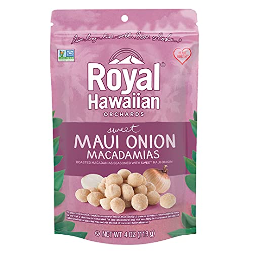 Royal Hawaiian Orchards Sweet Maui Onion Macadamia Nuts, Gluten-Free, Vegan, Non-GMO, Kosher - 4 Oz (Pack of 1)