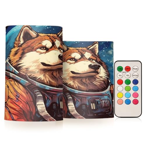 ALAZA Dog (74) Flickering Flameless Candles Battery Operated with Remote Timer,Tea Light Candles LED Pillar Votive Candles Set of 2 for Outdoor Indoor Decorations