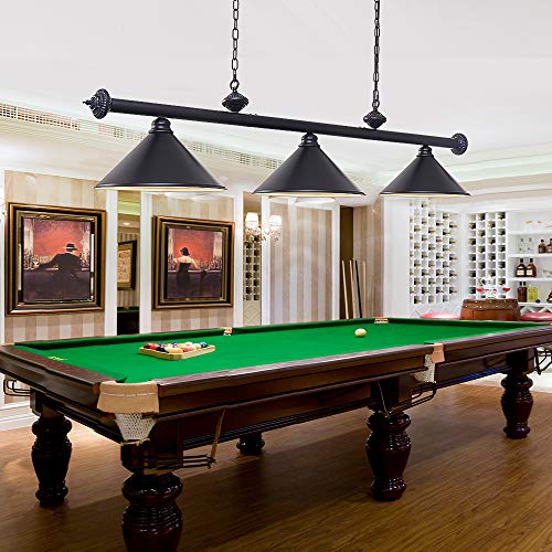 3 Light Pool Table Light, Hanging Pool Table Lamp with Matte Black Shade, Billiard Light, Pendant Light for Game Room, Dining Room, Restaurant, Beer Party, Man Cave, Living Room, Bar, Cafe - Thumbnail 7