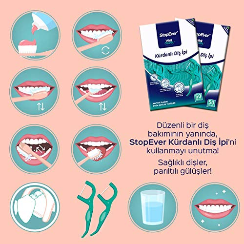 StopEver Well Tooth Kürdanlı Diş İpi 3'lü Paket | Nane Aromalı | 150 Adet (3 x 50) | Diş Arası Temizliği, Ağız Hijyeni ve Günlük Kullanım için İdeal