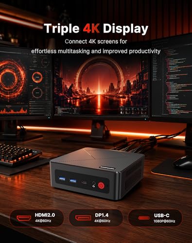Image of Mini PC Ryzen 5 3500U, Dual LAN Mini Computer 8GB DDR4 256GB M.2 SSD, Small Form Factor Desktop PC Support Triple Display 4K HDMI DP Type-C for Business Office Home Server