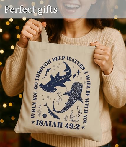 Image of Aesthetic Christian Gifts Tote Bag for Church, Religious Tote Bag for Bible Study, Medium Size with Inner Pocket
