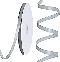 Vista 59 de TONIFUL Cinta de satén plateada de 1 pulgada x 100 yardas, cinta de satén fina de color sólido para envolver regalos, manualidades, hacer lazos