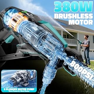 Cordless Pressure Washer Battery Powered, Powerful Handheld Portable Pressure Washer with Brushless Motor, 1 x 4.0Ah Battery & Charger, 6-in-1 Nozzle and Storage Handbag, 3 Power Level for Yard/Car
