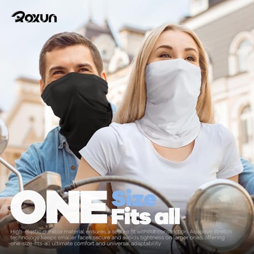 ROXUN 4 Pack Neck Gaiter, Cooling Breathable Face Mask UV Protection Scarf Hiking Bandana for Men/Women 4 Black