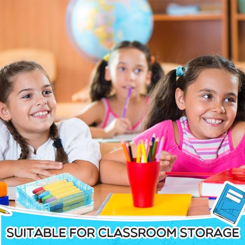 Image of Suzile 50 Pcs Plastic Crayon Box with Lid 4.8 x 3.4 x 1.6 In Crayon Storage Containers Bulk for Office School Classroom Supplies Pen Pencil Art Crafts(Red, Green, Blue)