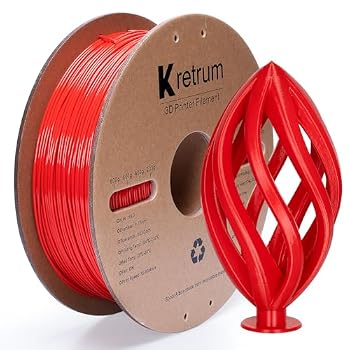 Kretrum PLA Filament 1.75 mm 3D Printer Filament Dimensional Accuracy +/- 0.02 mm 1 KG 2.2 lbs Cardboard Spool 3D Printing Filament Fits for Most FDM 3D Printers Red