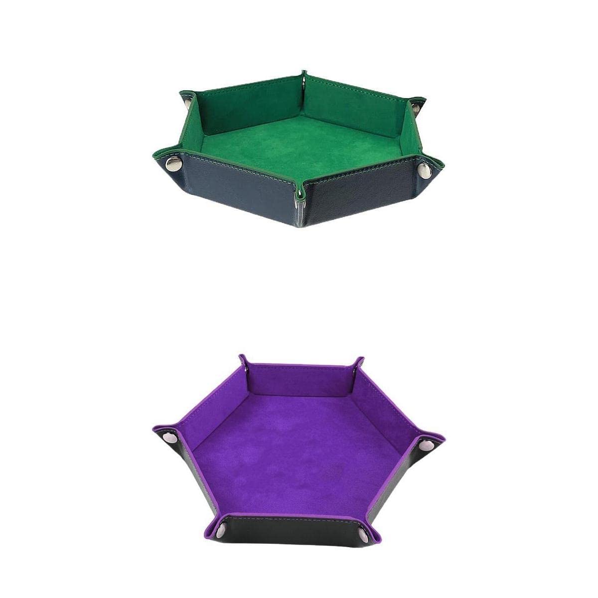 ATORSE Toy Set of 2 Hexagon Dice Tray Holder Storage Box Home Living Room Leather Tray-Toys & Hobbies-Games-Game Pieces Parts-image-21