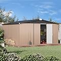 AECOJOY 12' x 12' Shed Metal, Outdoor Storage Sheds & Outdoor Storage 12' x 12' with Lockable Doors, Large Steel Yard Shed, Utility and Tool Storage for Garden, Backyard, Patio, Outside use in Grey
