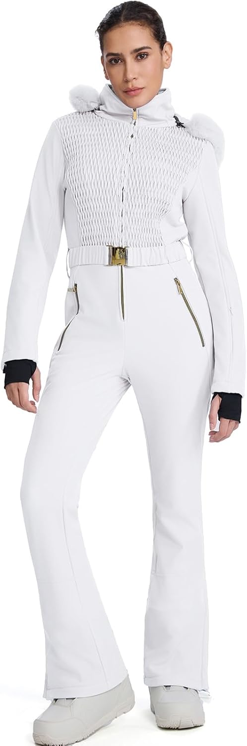 GS SNOWING Womens Ski Suit One Piece Snowsuit Winter Snow Snowboard Slim Insulated Jumpsuits Waterproof Windproof