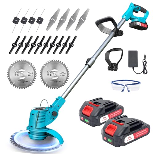 Rasentrimmer mit Akku – Elektrischer Rasentrimmer, 2x1500mAh...