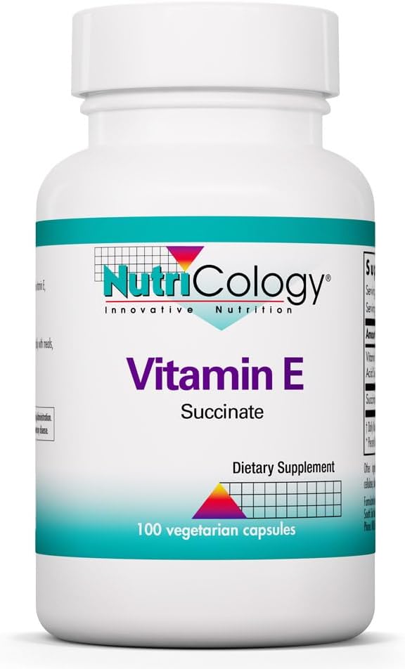 Nutricology Vitamin E Succinate - 400 IU d-Alpha-Tocopheryl Succinate - Antioxidant & Energy Support - Dry Powder Vegetarian Capsules - Hypoallergenic Formula - 100 Servings - 100 Capsules