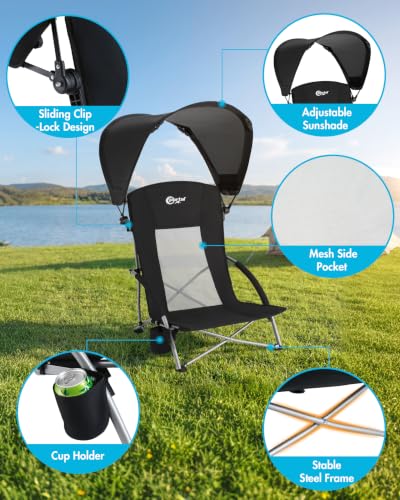 Portal Silla de Playa con Toldo, Capacidad de 350 Libras, Color Jet Black miniatura 4