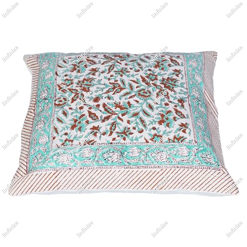 Coussin ethnique chic housse coton imprimé fleur pour coin lecture - 4