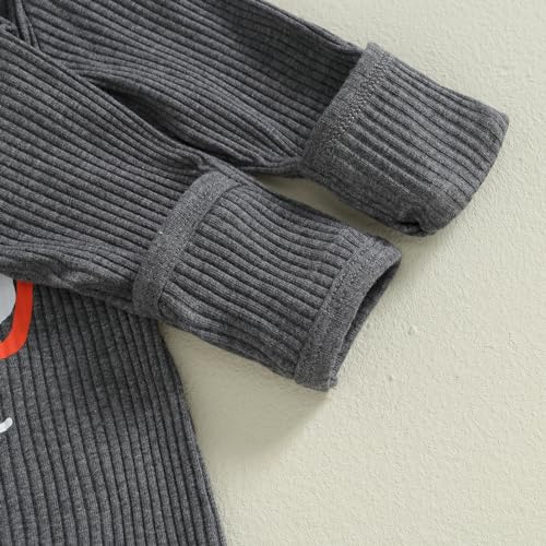 GOOCHEER Newborn Baby Boy Girl Halloween Coming Home Outfit Little Pumpkin Knit Long Sleeve Romper Jumpsuit +Hat Fall Clothes4