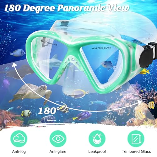 Image of Kids Swim Goggles Snorkel Diving Mask for Boys Girls Ages 5-15, Two-Color Anti-Fog Swimming Goggles with Nose Cover