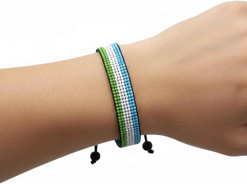 FAHARI Flag Bracelet | Adjustable | Handcrafted | Beaded, Boho | Patriotic Flag Bracelet - Image 3