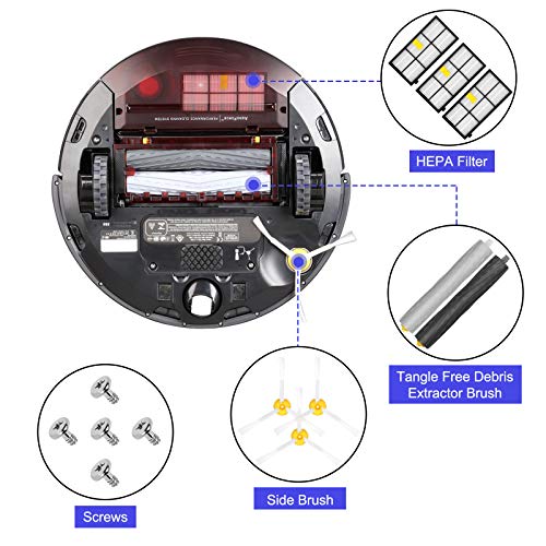 Replenishment Kit for iRobot Roomba 800 900 Series 805 860 870 871 880 890 960 980 Robotic Vacuum Cleaner Accessory, Replacement Parts with 2 Roller, 3 Hepa Filter,3 Side Brushes and 5 Screws (13 pcs) - Thumbnail 6