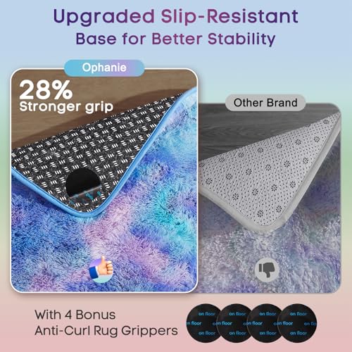 image for Ophanie Rainbow Purple Rug for Bedroom Girls, Unicorn Colorful Mermaid