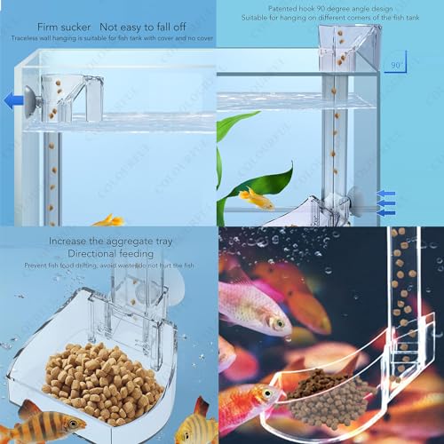 Image of Aquarium Fish Shrimp Feeder | Sinking Food Feeder | Acrylic Feeding Tube | Sucker Fixation Simple Installation Tube 90 Degree Angle Hook Large Plate for Aquarium (Model: F-35, Height:35cm)