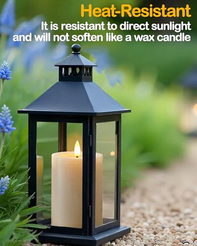Image of Gmnee 3 inchx4 inch Outdoor Waterproof Flameless Candles with Remote and Timers, LED Candles, Battery Operated Candles, Electric Fake Pillar Candles for Patio, Porch, and Lanterns Decor (Ivory, Plastic)