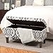 HomePop Large Upholstered Rectangular Storage Ottoman Bench with Hinged Lid, Slate Damask